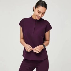 FIGS scrubs deep purple Rafaela top XS